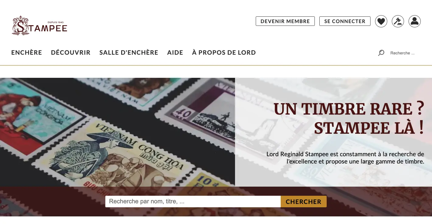 Site de timbre Stampee, réalisé lors du projet web 1